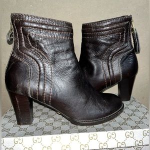 Sz 7 WOMENS CHLOE ANKLE BOOTS LEATHER BROWN